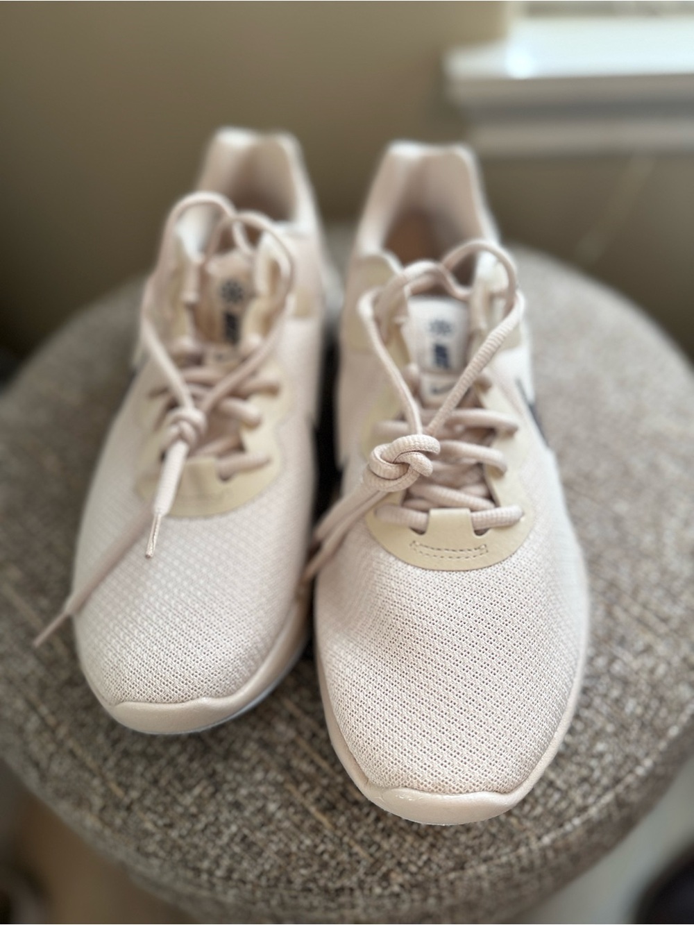 Nike Women's Knit Lace-Up Sneakers in Light Beige